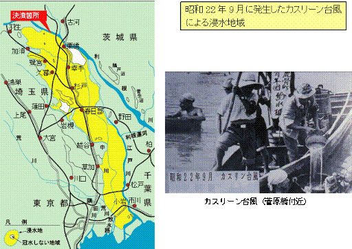 図1　カスリーン台風による浸水地域　出典：江戸川区資料